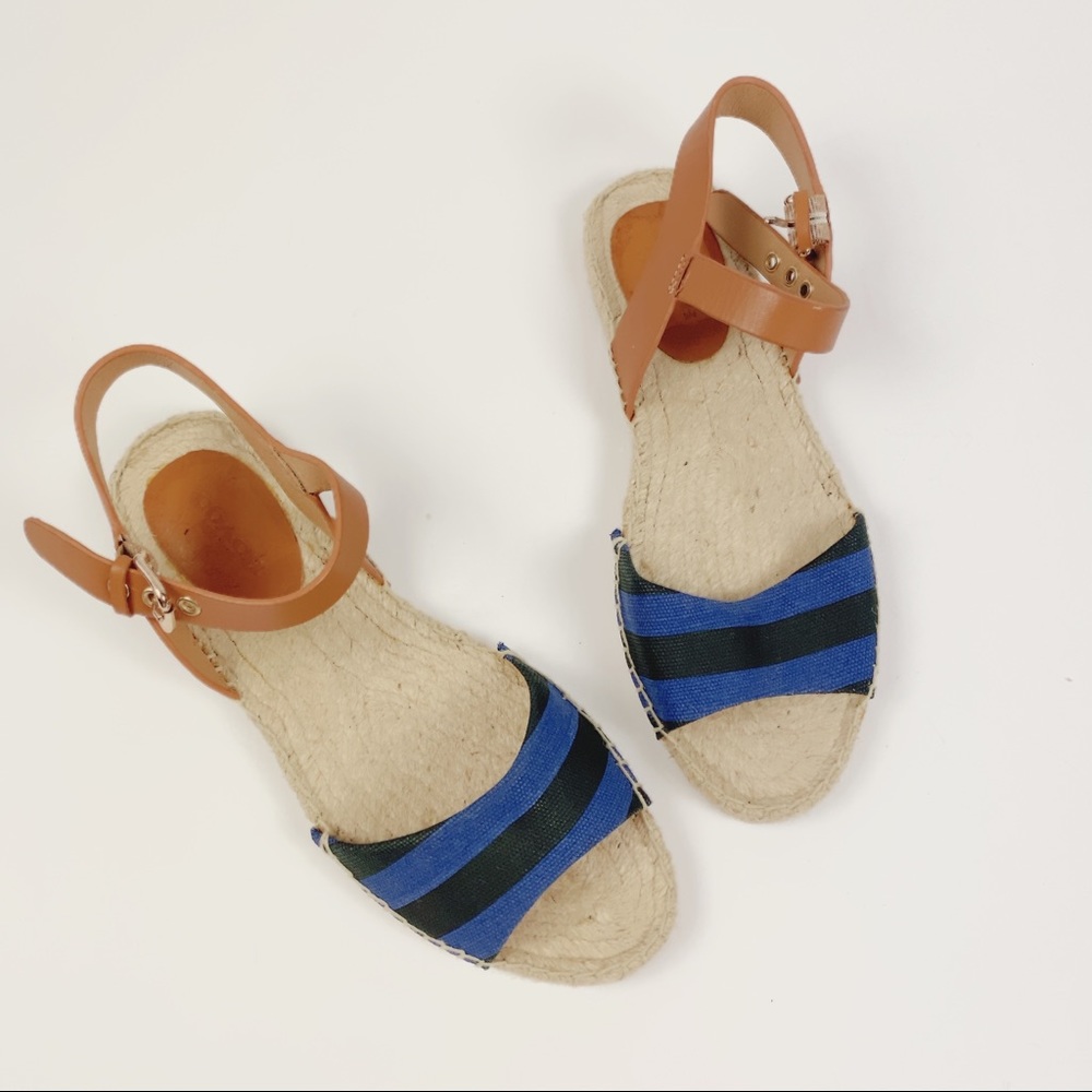 Coach Reena Espadrille Sandal Size 8.5 Blue Black - Picture 2 of 5